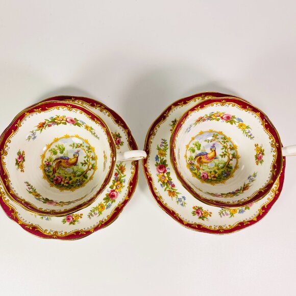 Set of 2 Royal Albert CHELSEA BIRD Teacup and Saucer - Picture 3 of 7
